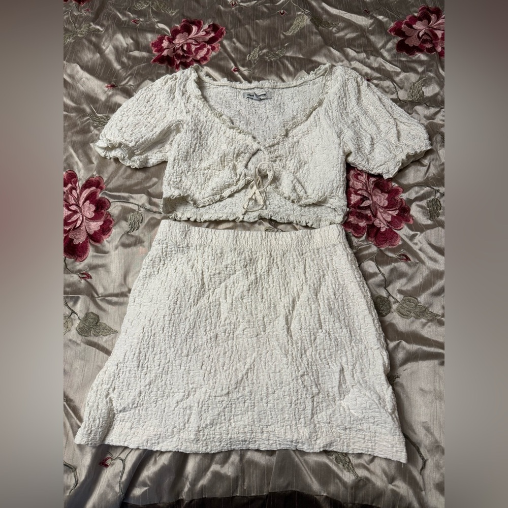 Urban Outfitters Cream Textured Dress Set